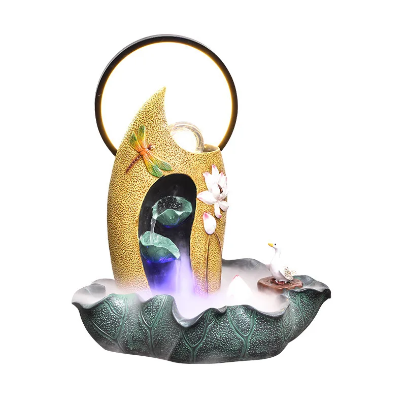desktop rockery, flowing water fountain, lotus feng shui wheel fish pond, living room fish tank humidification