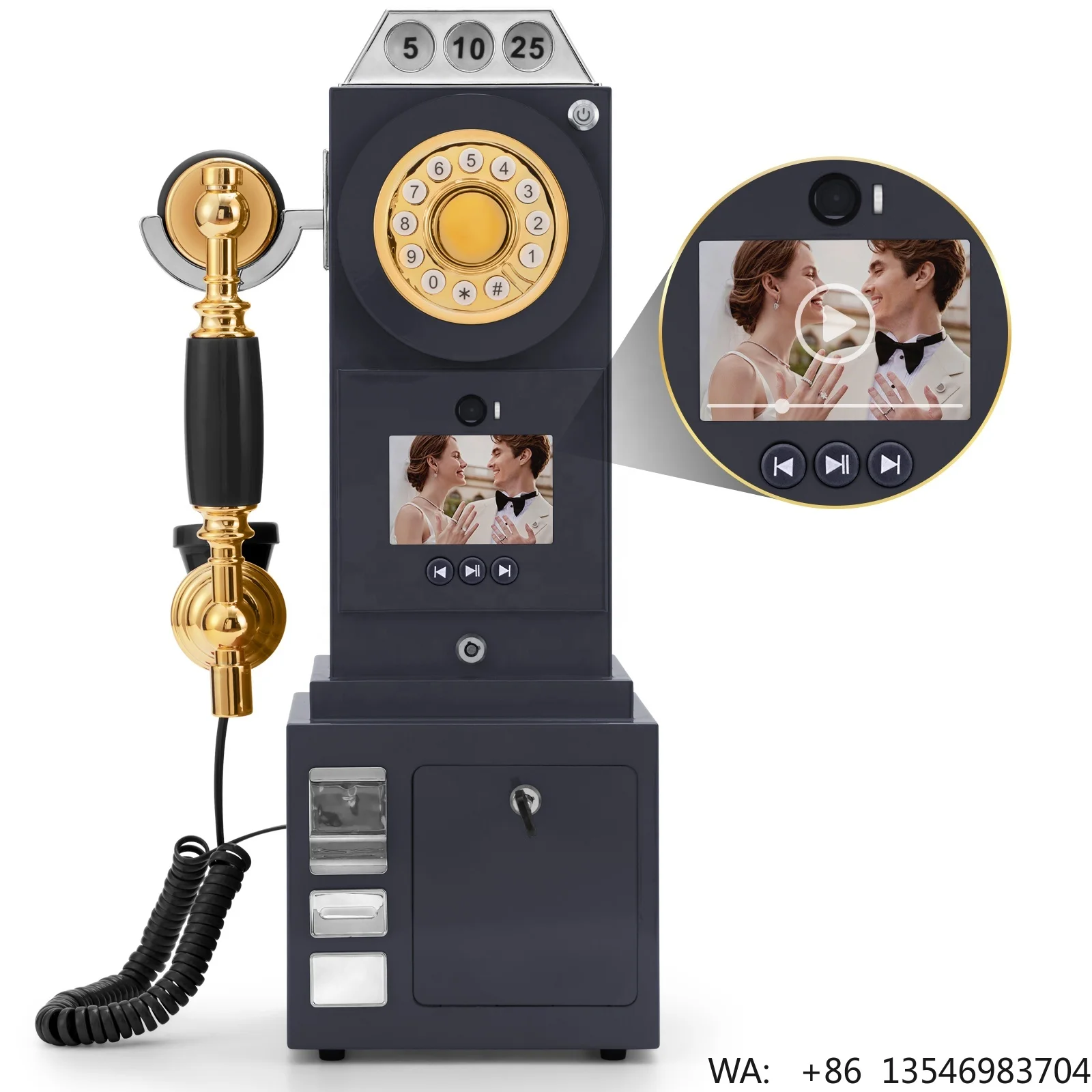 

Manufacturer Wedding Vintage Old Fashioned Payphone Video Audio Guestbook Recorder Antique Phone HD Video Audio Guest Book Phone
