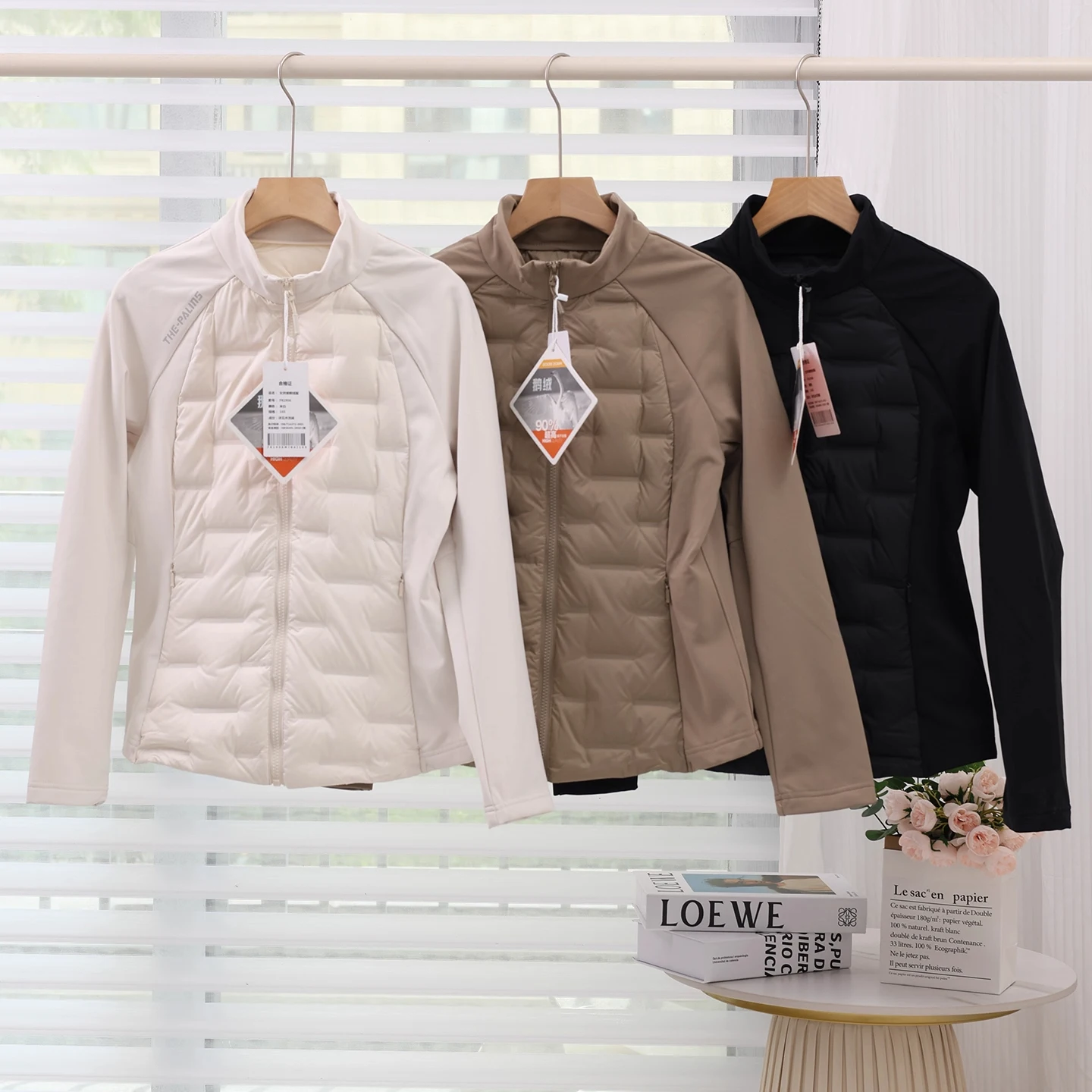 

Ladies Outdoor Sports 90 Goose down Jaet Stand Collar Splicing Slim Fit Winter Thin Yoga Clothes Outerwear Faionable