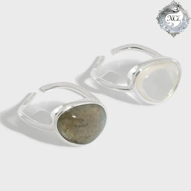 

Открытое кольцо из стерлингового серебра 925 пробы с кристаллами лунного камня, крутые высококачественные ювелирные изделия для женщин, модное подарочное кольцо оптом