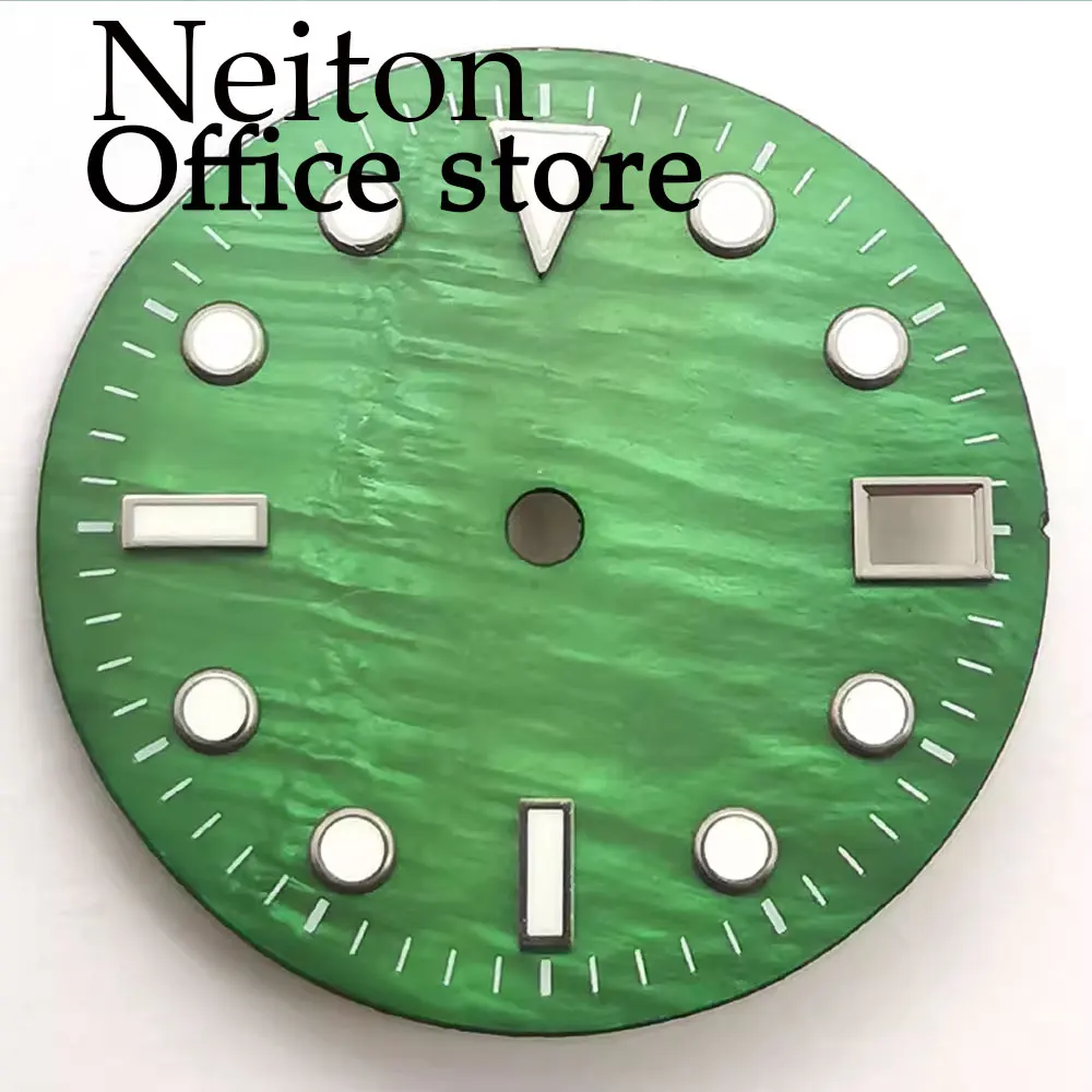 NEITON28.5mm shell dial black blue green white yellow watch dial luminous dial fit NH35 movement