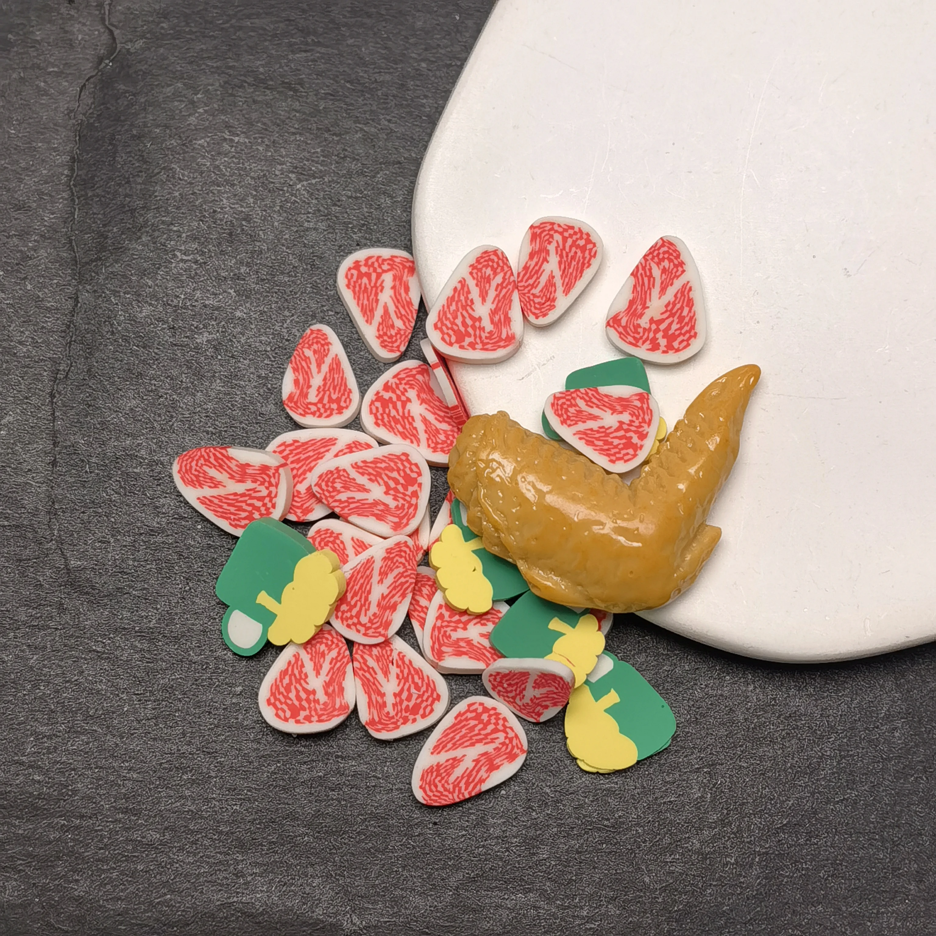 Simulation Steak Polymer Clay Slices Sprinkles Mixed Beer Resin Chicken Wings Charms for Crafts DIY Making Nail Art Decorations