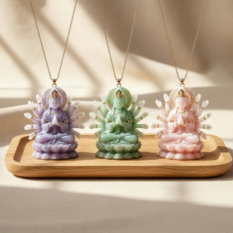 Double-Sided Dragon Guanyin Pendant Necklace Luck Attracting  Stainless Steel Jewelry for Daily Use