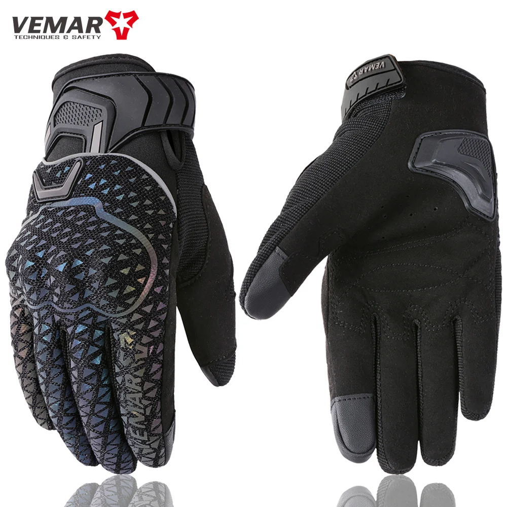 VEMAR Motorcycle Gloves Colorful Reflective Cycling Gloves Touch Screen Anti-drop Breathable Motocross Luvas Moto Accessories