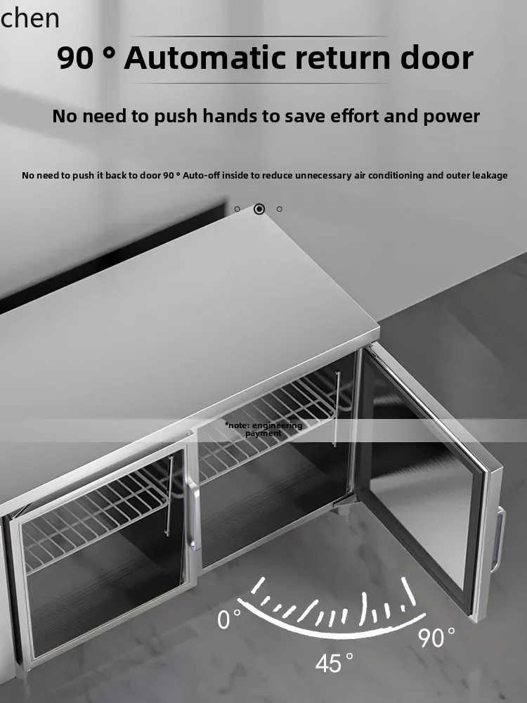 refrigerated workbench milk tea shop kitchen refrigerator blue light double temperature flat cabinet horizontal freezer air