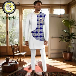 Traje ajustado con bordado de cadena dorada para hombre, conjunto de chaqueta y pantalones de una sola botonadura, trajes estampados, ropa africana, 2416062, 2 piezas