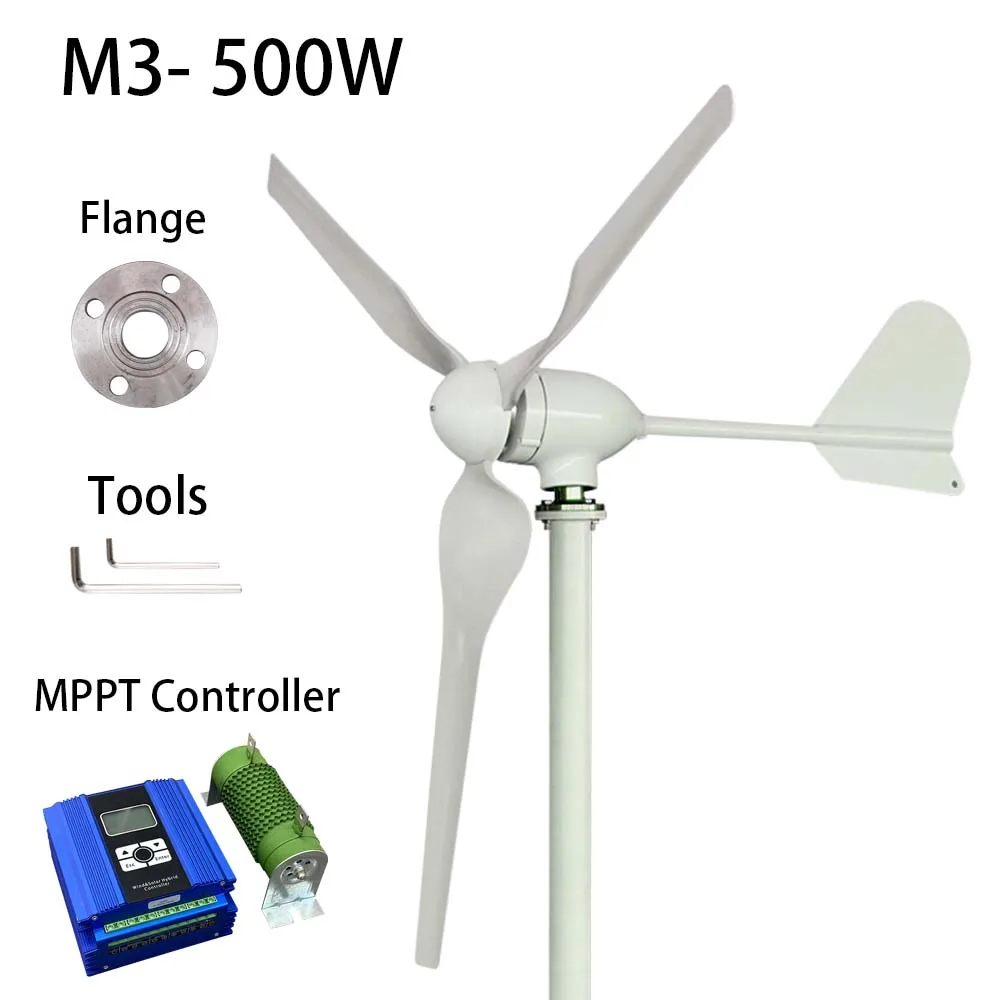 

500W Wind Turbine Horizontal Axis Wind Power System for Home with MPPT Wind Controller PMG Wind Turbine Generators