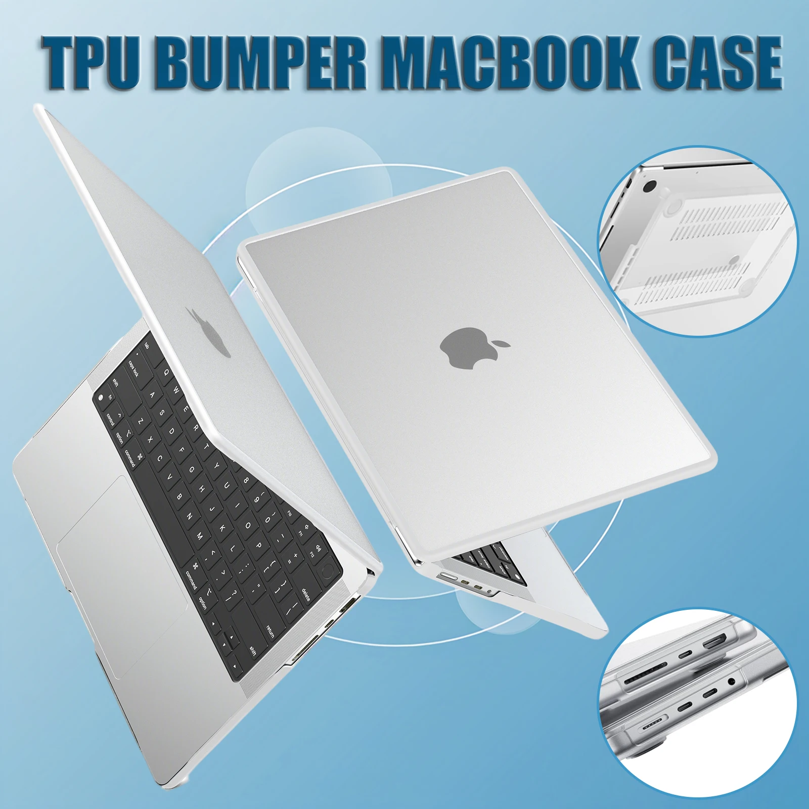 

Anti-Crack For MacBook Pro 14 inch Case 2025-2021 M4 M3 M2 M1 Pro/Max, Corner Protection Soft TPU Bumper Cover Hard Shell Case