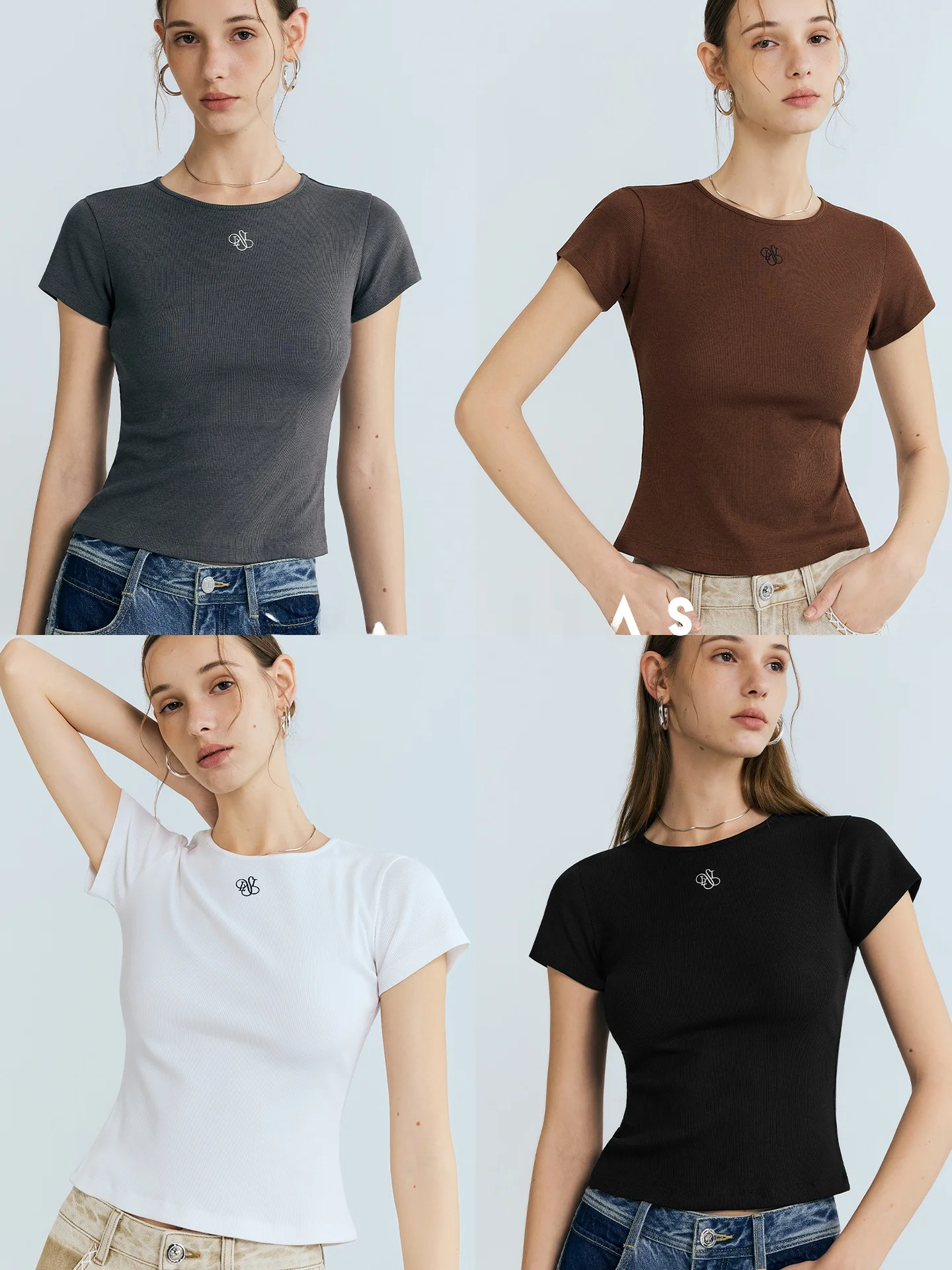 

Футболка Slim Fit с вышивкой в виде цветов и надписями, с высокой эластичной талией, универсальная, повседневная, с круглым вырезом или...