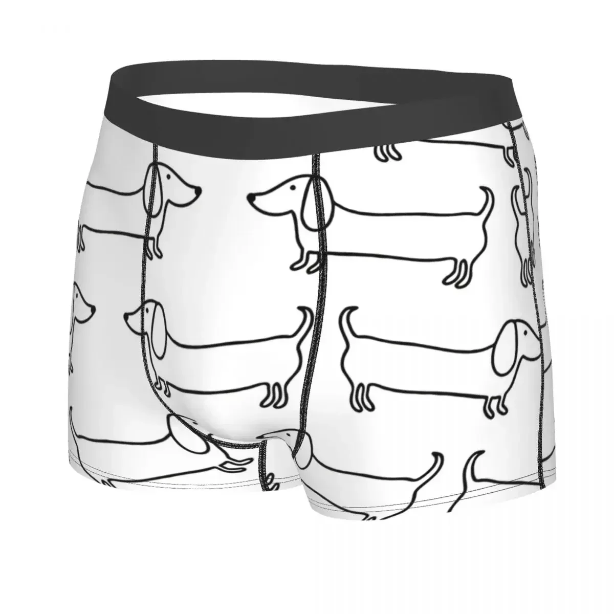 Dachshund Black White Man's Boxer Briefs Dog Lover Breathable Funny Underpants Print Shorts Birthday Gifts