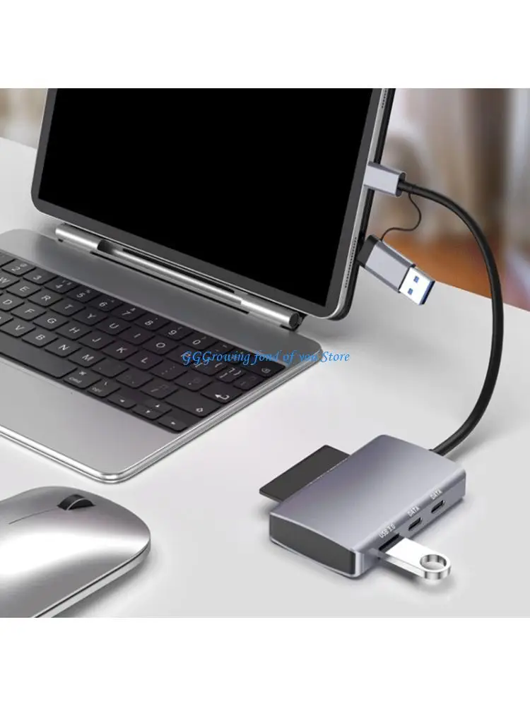 

H9EB Fast Speed USB C Adapter 5 Port Multiports Dock Station TF Card Reader for Laptop Tablets Computer Accessories