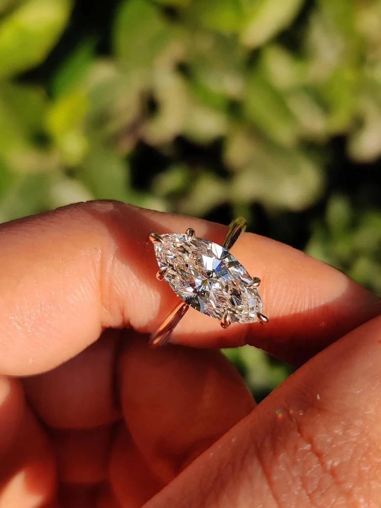 

Стильные кольца с овальным муассанитом и бриллиантами 2 карата для женщин, стерлинговое серебро 925 пробы, золото 18 карат, классическое кольцо, свадебное повседневное ношение, ювелирные изделия