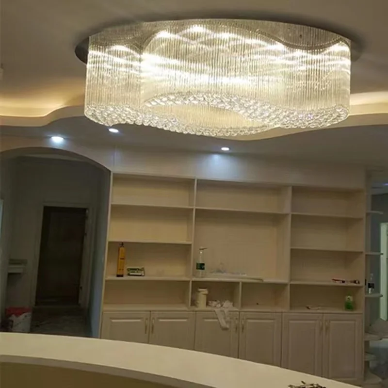 Oval Crystal Ceiling Lamps Living Room Dining Room Lights Led Creative High-end Villa Atmosphere Hotel Engineering Custom