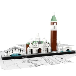 Venice City Architecture Skyline Building Blocks Set Tower Edifice Bricks Town Street View Assemble Toys For Children Gifts