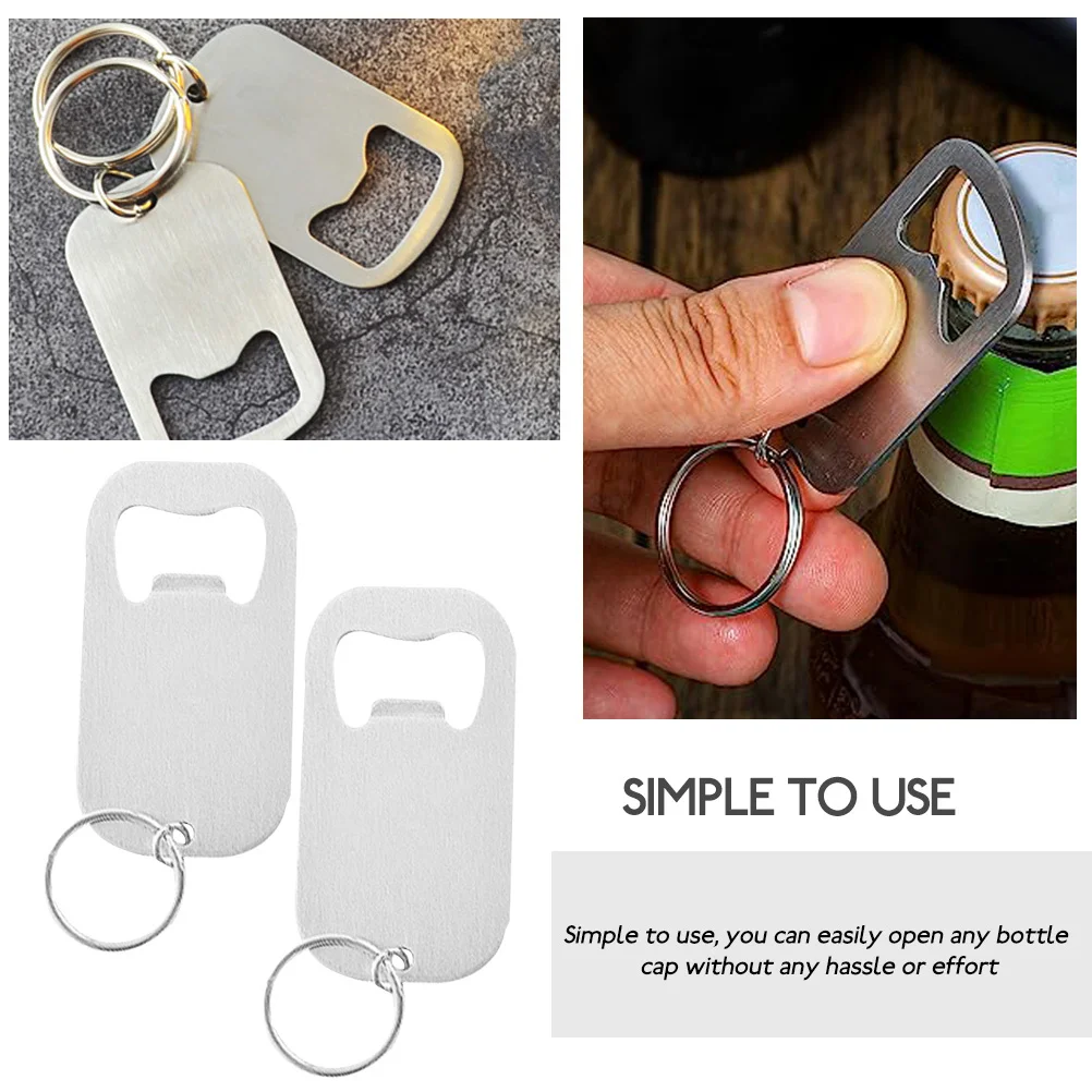 

2Pcs Bottle Opener Keychain Stainless Steel Beer Caps Opener Lightweight Portable for Camping Travel Party Key Chain
