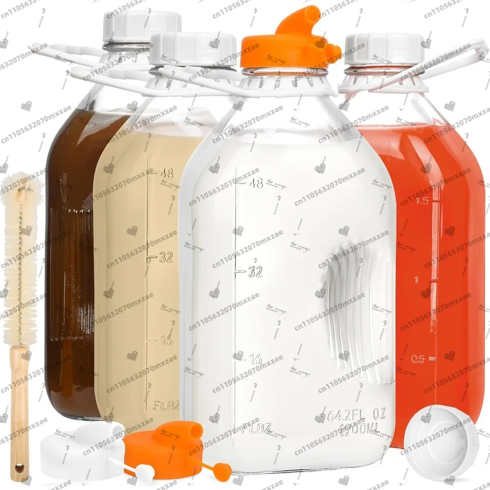 4-pack halve gallon zware helderglazen melkfles met handvatuitloop en luchtdichte herbruikbare deksels voor het opbergen van de koelkast