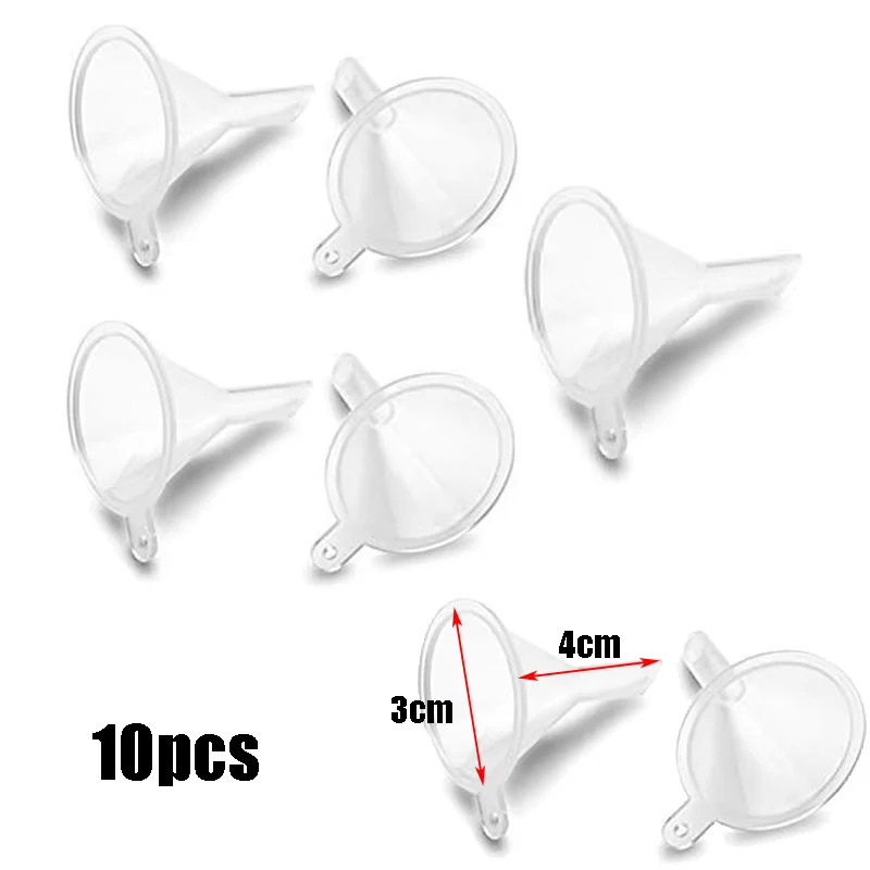 10 mini embudoes de precisión para botellas de laboratorio, aceites esenciales, perfumes, sabores, pintura con arena y polvos.