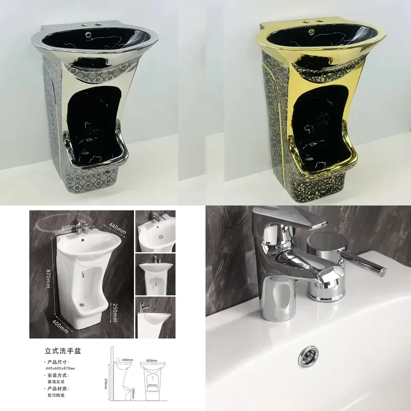 For Muslim Wudu Floor Mounted Ceramic Washing Sink Wash Basin Bathroom Prayer Ablution Faucet Included Durable Easy Clean