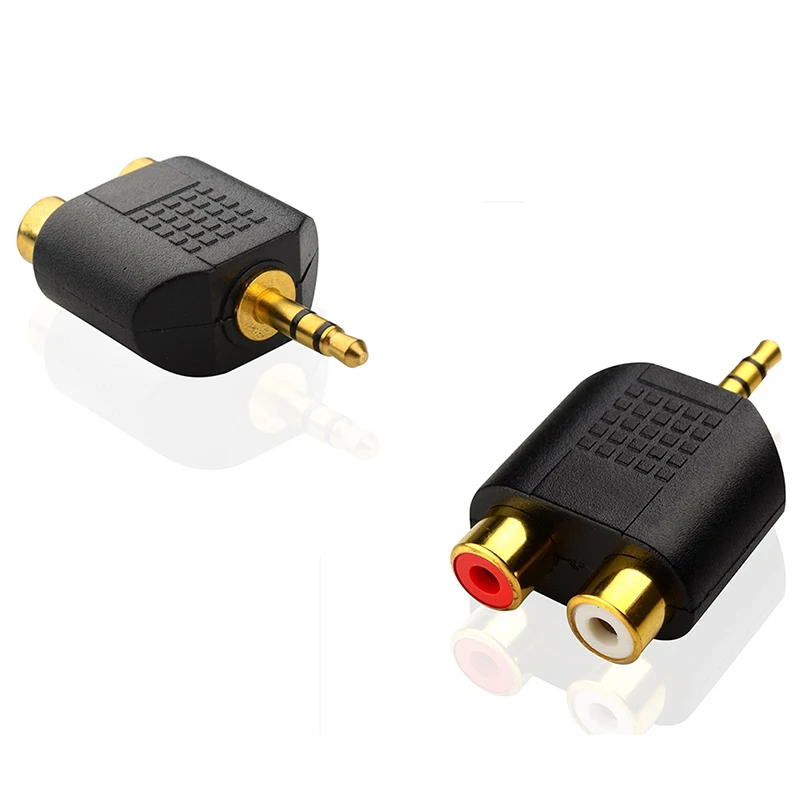 Stereo RCA Splitter Connector 3.5 Mm Male To 2 Female Audio Adapter For Computer Speaker Earphone Headphone