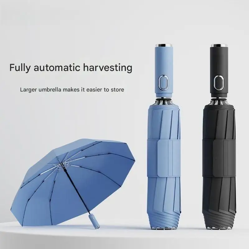 

High-end Fully Automatic Reverse Folding Umbrella Enlarge Reinforced Thick Folding Car-mounted Sunny And Rainy Dual-use Umbrella
