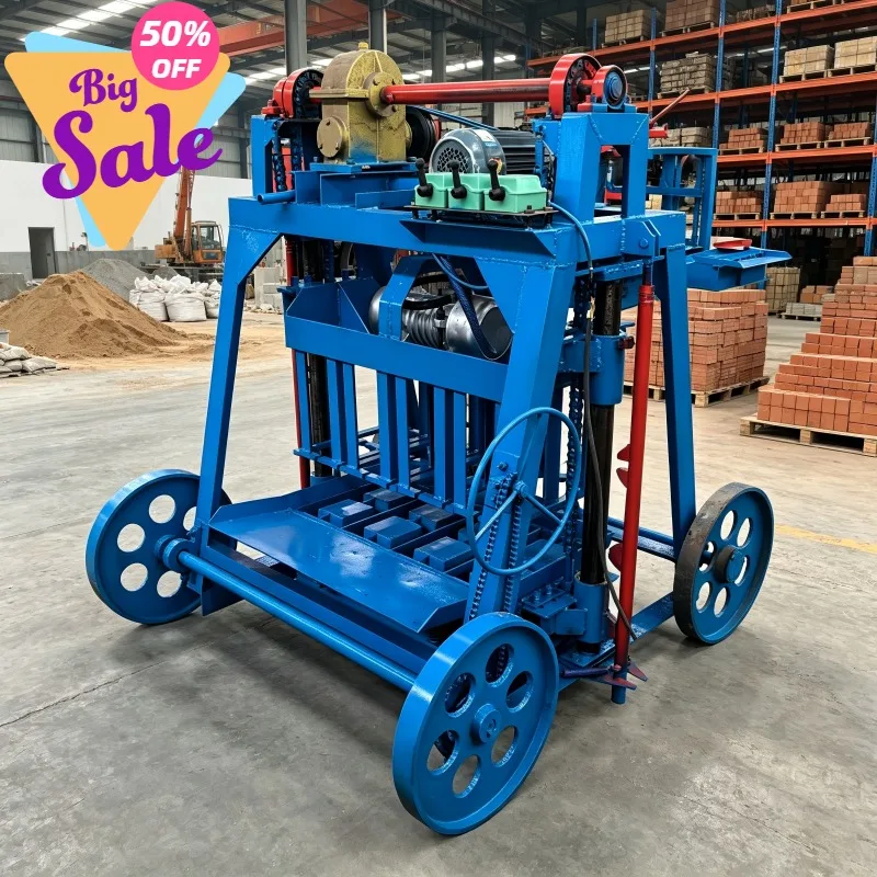 Automatic Hollow & Solid Brick Making Machine Engine Driven Concrete Cement Block Equipment