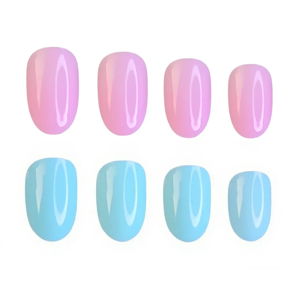 

2 Sets Oval Shaped Acrylic Fake Nails Press Ons With Glue DIY Woman Finger False Nails Art Tips Manicure Accessory Wholesale