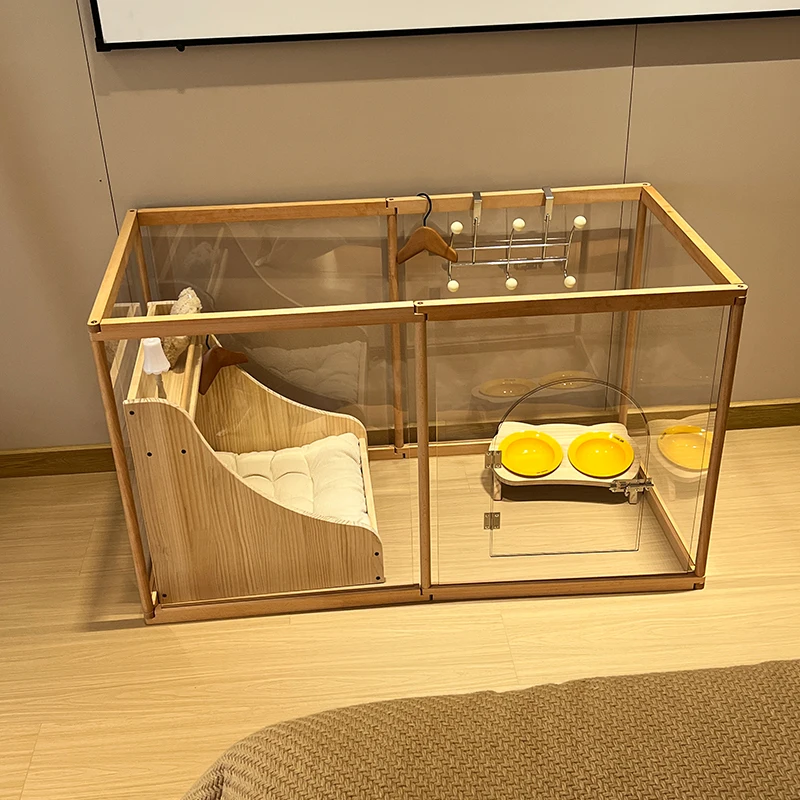 Solid Wood Splice Fence for Pets Indoor Separation Fence Transparent Dog Cage for Small Dogs Pet Fences Products Accessories