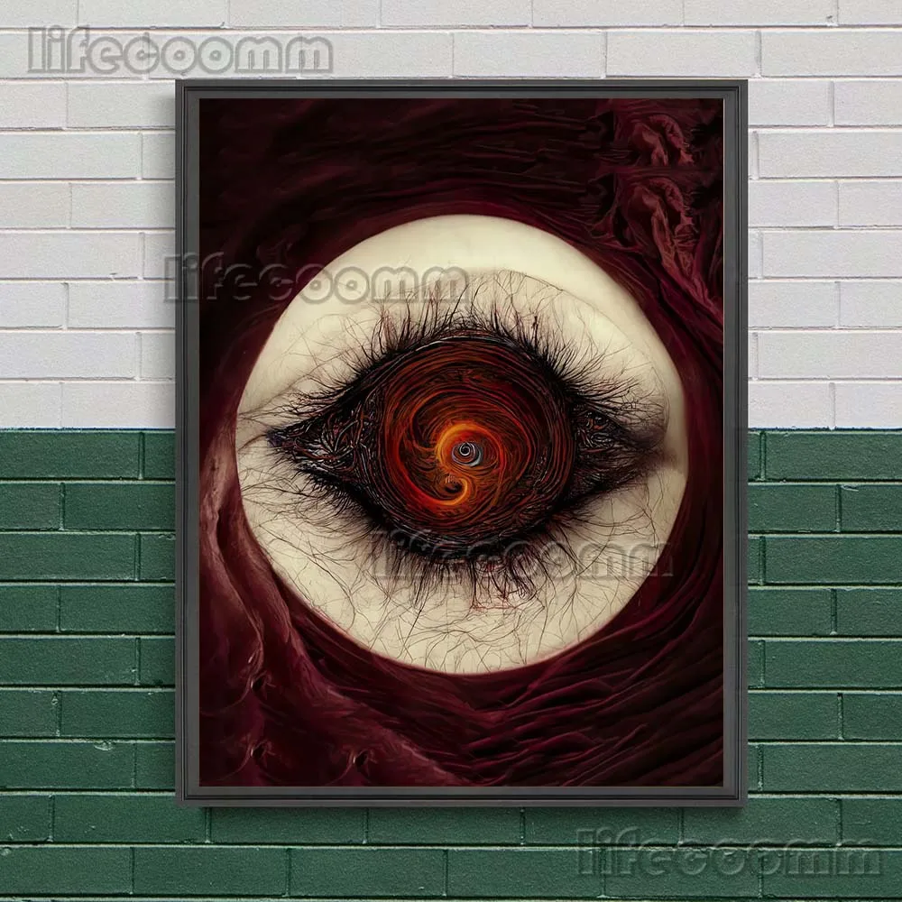 مجردة الرعب القوطية عيون داكنة خمر الرسم على لوحات القماش الجدارية عين التناسخ في الجحيم ملصق فني وطباعة ديكور #6