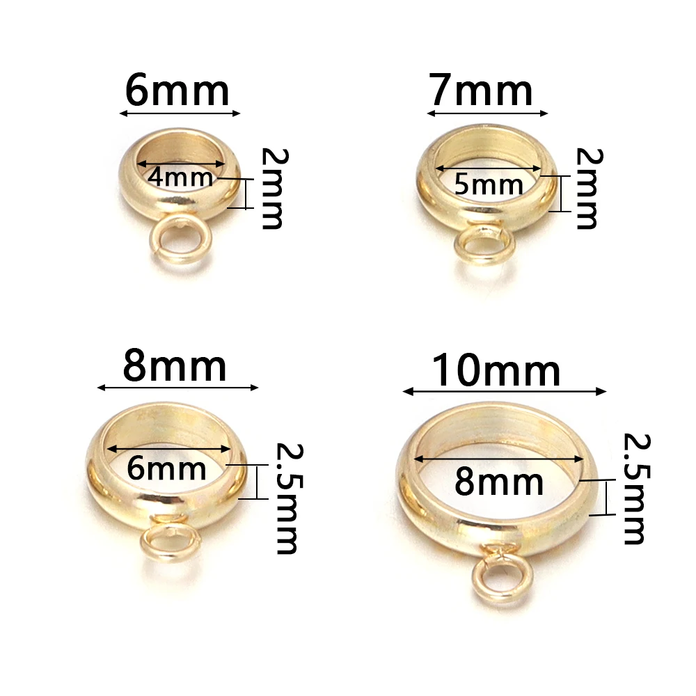 10pcs Stainless Steel Ring Bail Beads Larger Hole Spacer Beads Link Connector Loop For Jewelry Making DIY Bracelets Necklace