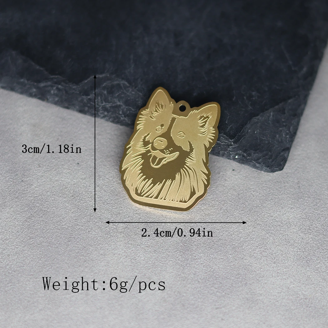 2PCSHigh Polishing Stainless Steel Charm Animal Pet Cute Dog Charm Pendant Clavicle Shetland Sheepdog Charm Pendant Necklace