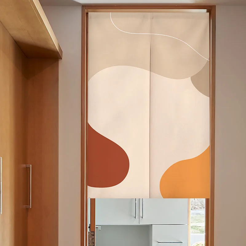 Mondrian texture changing room Curtain Privacy Partition Doorway Curtains Kitchen Entrance Noren Linen Hanging Half-curtain