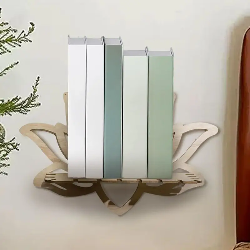 Bloemvormige wandplank houten kristallen plank uitgehold muurdecoratie voor slaapkamer woonkamer badkamer ophangbare plank voor kaars