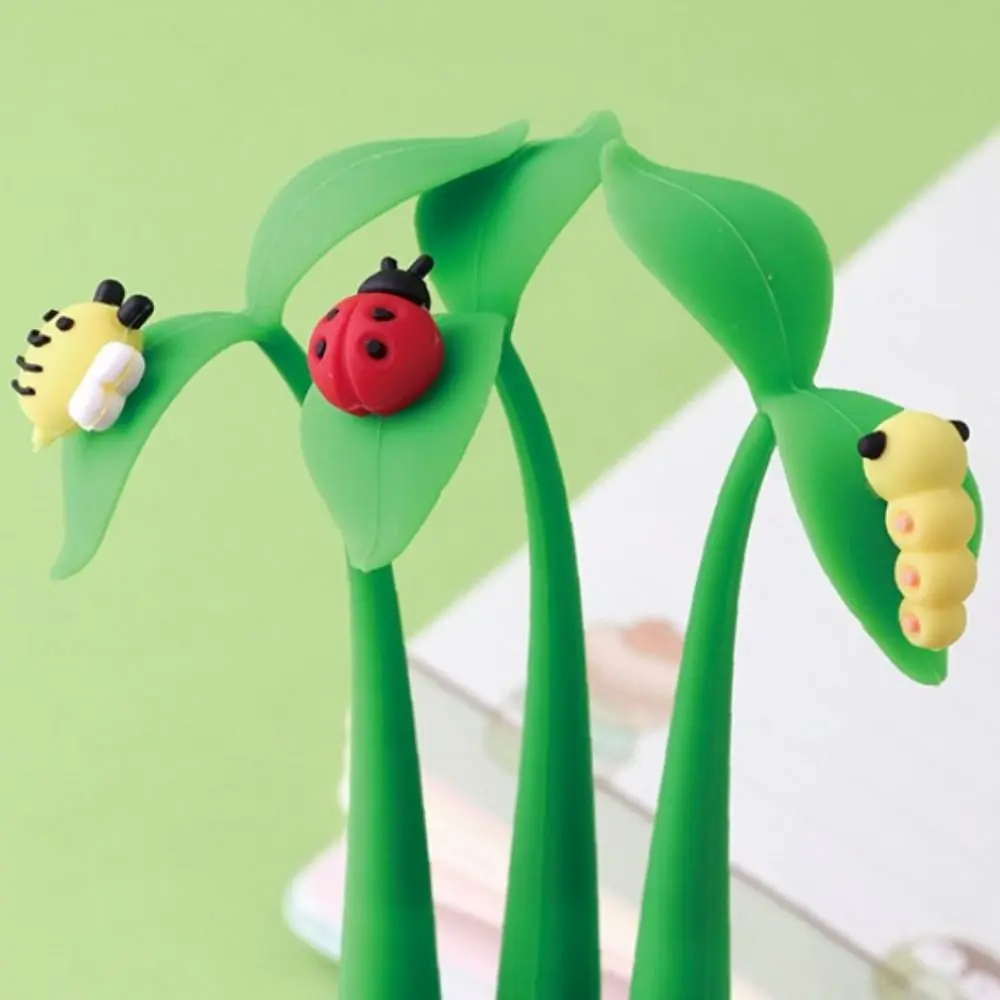 

ST Nib Flowers Insects Leaves Pen Black Ink 0.5mm Soft Rubber Dancing Gel Pen Quick-Drying Writing Smoothly Signature Pen