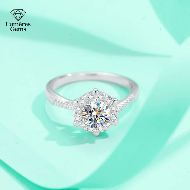 Lumière Gems Platinum PT950 Morganite Diamond Six-prong Ring - Women's Simple, Fashionable, Compact, Exquisite, Luxury Closed De