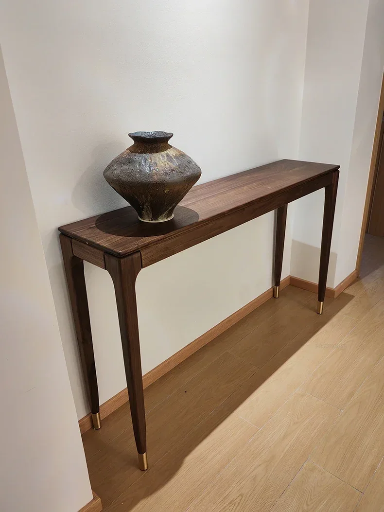 Nordic Solid Wood Console Table for Temple Extremely Narrow Tables with Drawers Light Luxury Simple Console Tables for Hallway