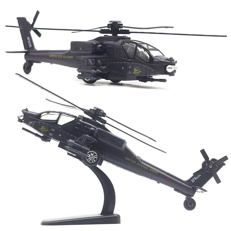 

1:84 Apache Armed Военный Вертолет из сплава Модель Power Back Sound and Light Edition Детская игрушка Подарок на день рождения