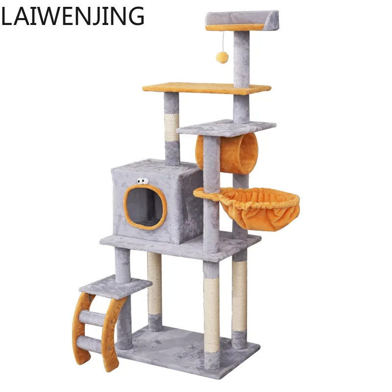 HLZ Cat Climbing Frame Nest Tree Velvet Sisal Cat Scratching Board Space-Saving Four Seasons Cat Supplies