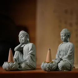 Zen Buddha Statue Incense Holder Home Decoration Candle Tea Light Holders Decor for Garden Patio Desk Porch Yard Art Ornaments