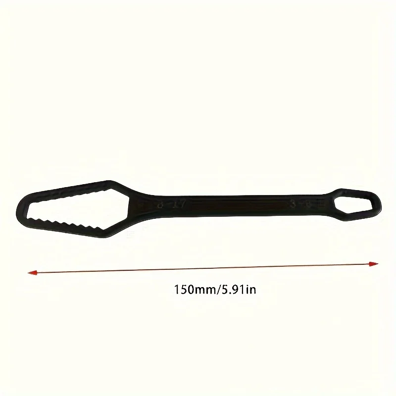 1pc Multi functional black 150mm long T-shaped wrench, adjustable self tightening double head wrench, portable manual tool for a