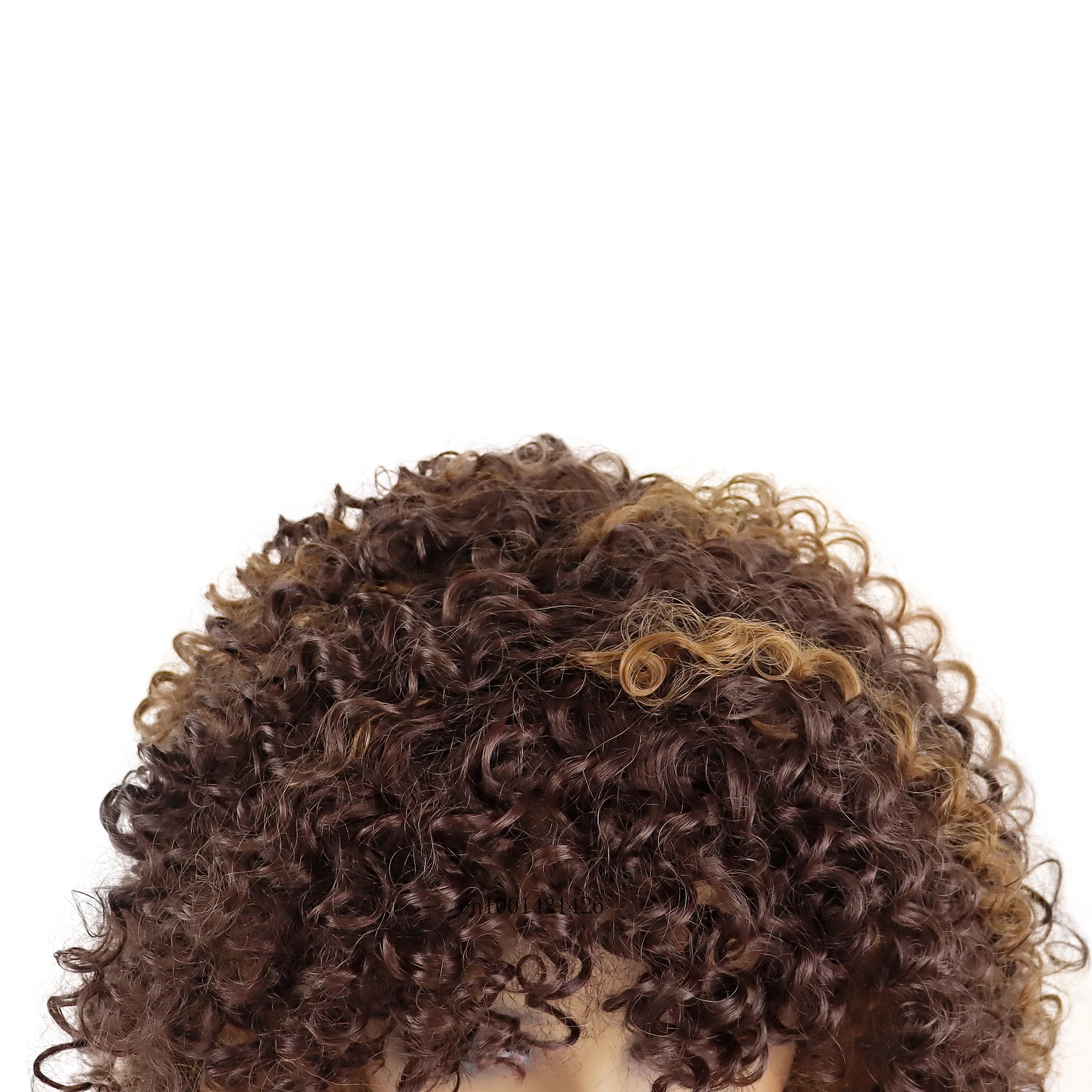 Syntheitc Wigs for Black Women Afro Curly Wig with Bangs High Temperature Fiber Female Wig Natural Casual Style Daily Mommy Wigs