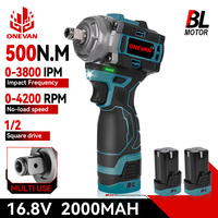 ONEVAN 500N.M Brushless Electric Impact Wrench 1/2inch Cordless 3in1 Wrench Screwdriver Drill Lithium-Ion Battery Power Tool