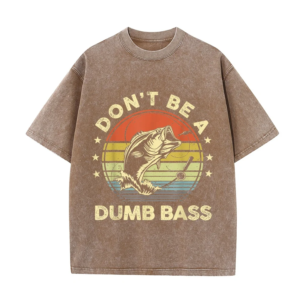 Fishing-Shirt Dont Be Dumb Bass Fish Funny Dad T-Shirt メンズ Tシャツ Men's Short Sleeve Shirts 5xl Cotton Shirt Outdoor Graphic Tee