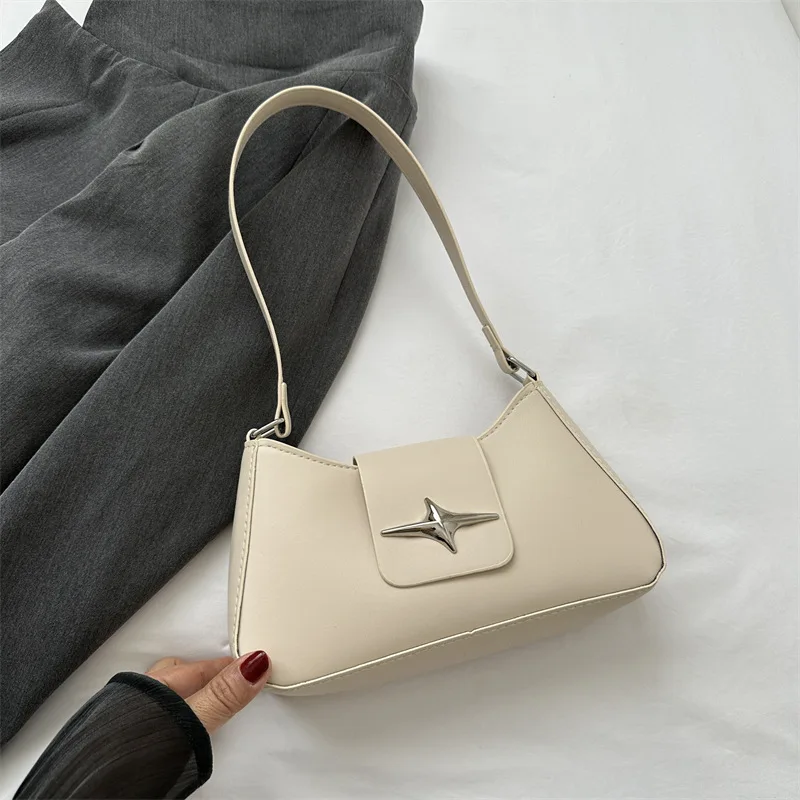 Y2K Shoulder Bags for Women Classic Small Purse Glossy PU Leather Luxury Brand Female Underarm Handbags Daily Ladies Bag Purse