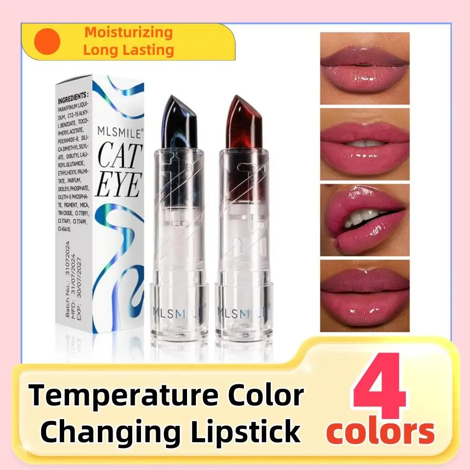 

4 Colors Temperature Color Changing Lipstick Moisturizing Mirror Glitter Lipstick Natural Lasting Watery Jelly Lipstick