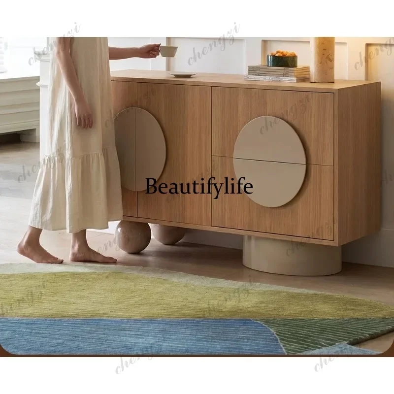 02A Medieval style dining side cabinet, natural log wind side cabinet, French retro storage cabinet