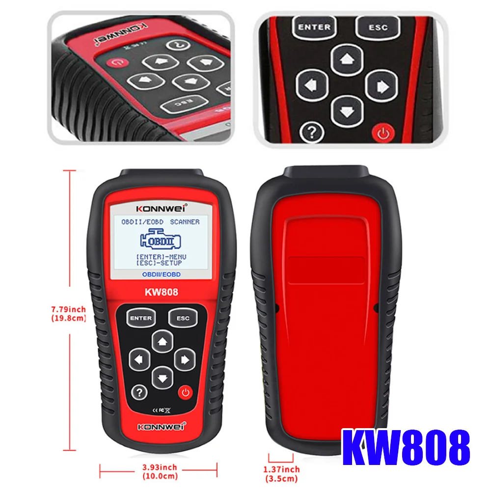 NEW KONNWEI KW808 Professional Car OBDII Scanner OBD2 EOBD Scanner Tool Automotive Fault Diagnosis Engine Fualt Code Reader