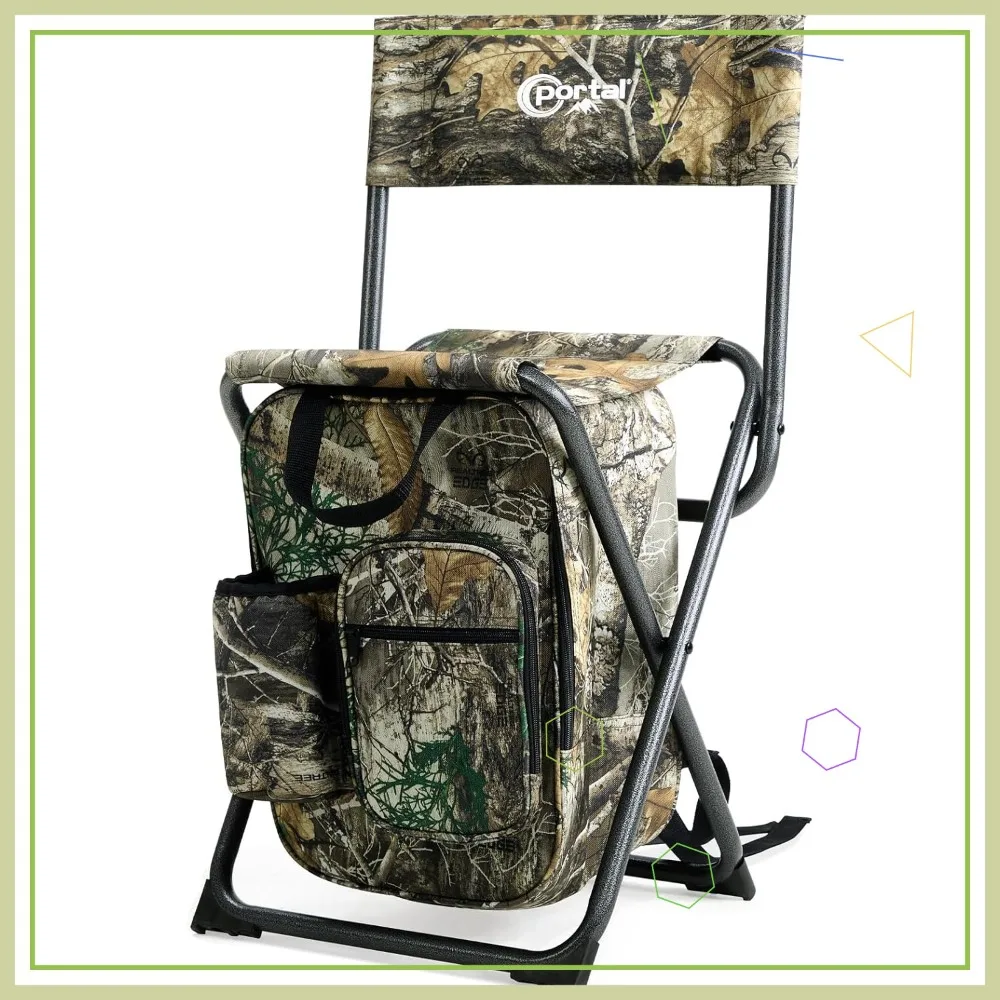 

Складной стул для кемпинга с рюкзаком-холодильником, поддерживает 350 фунтов, компактный для пеших прогулок, рыбалки, путешествий