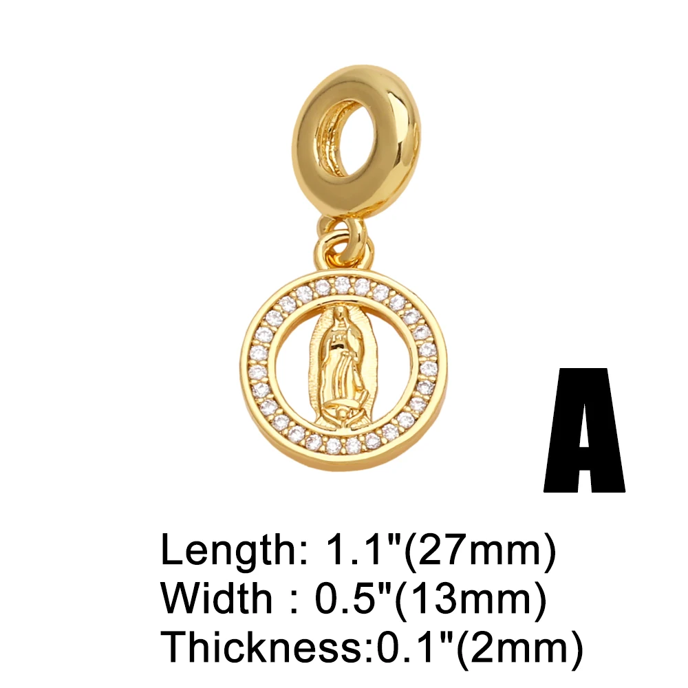 OCESRIO Fashion White Crystal Cross Pendant for Necklaces Copper Gold Plated CZ Virgin Mary Jewelry Making Component pdtb485