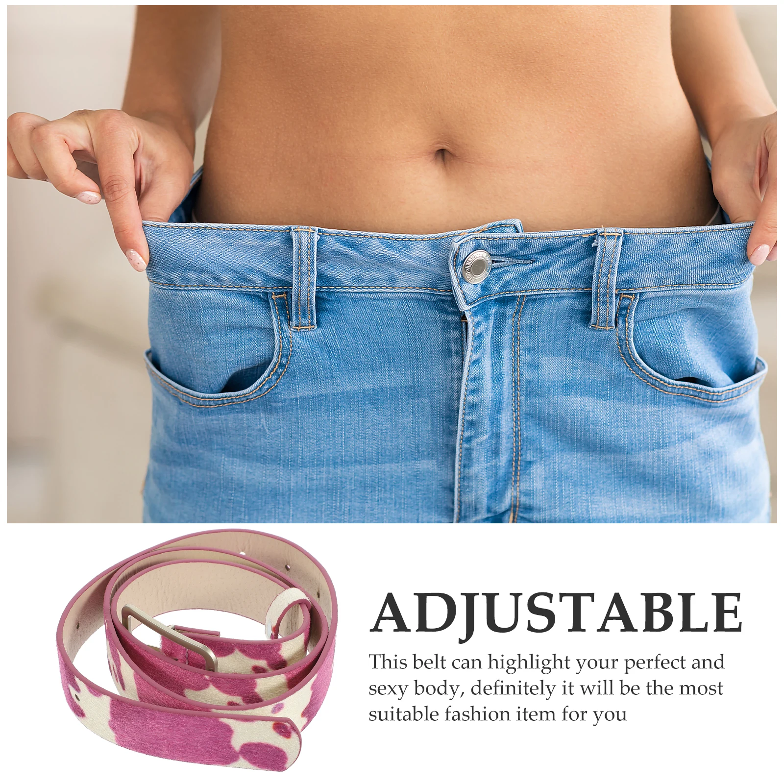 

Adjustable One Size Cow Print Belt PU Material Western Style Belt for Jeans Pants Animal Print Fashion Accessories