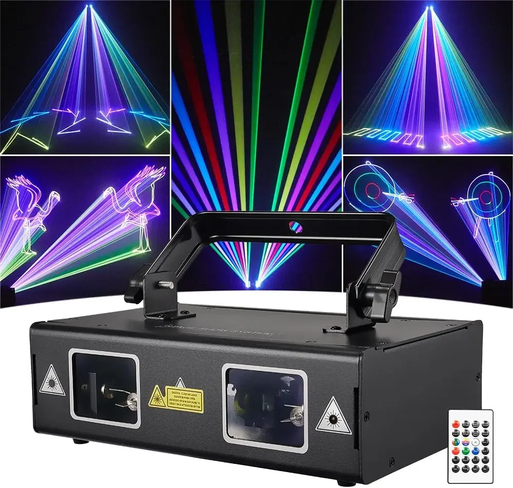 

Animation Laser Light DJ Light, WorldLite Stage Party Lazer 3D RGB Full Color with DMX512, Music Sound & Remote, Great for Club